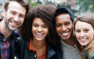 Portrait of multi-ethnic friends in New york