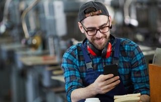 Worker Using Smartphone on Break